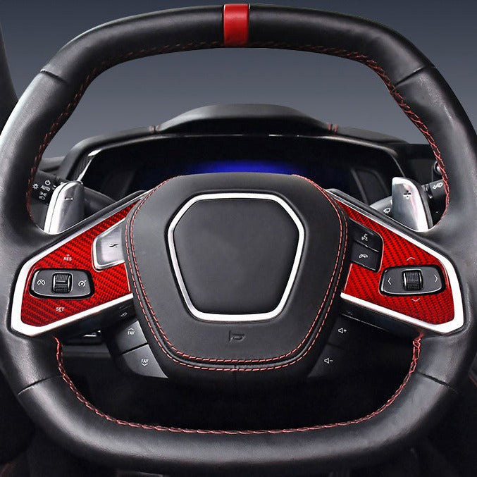 Carbon Fiber Steering Wheel Cover for Chevrolet Corvette (Model B)