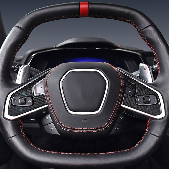 Carbon Fiber Steering Wheel Cover for Chevrolet Corvette (Model B)