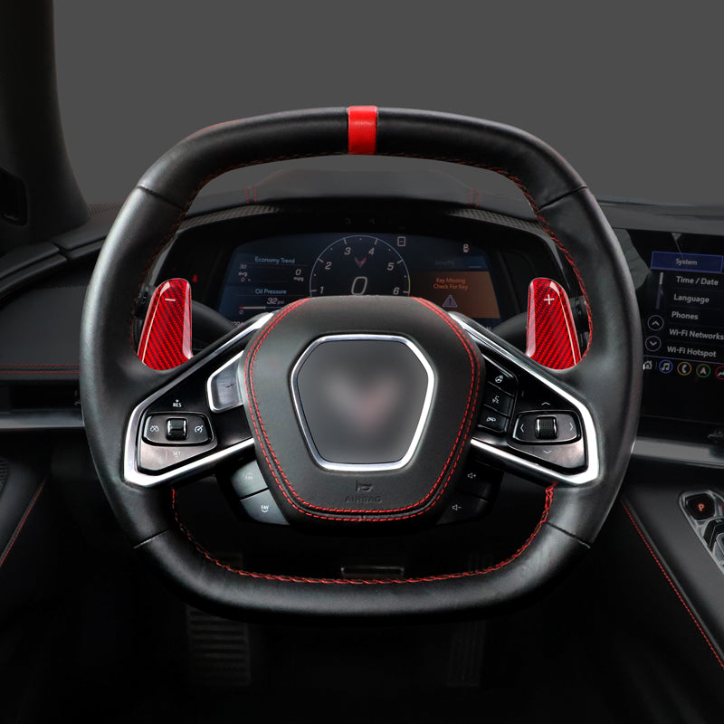 T-Carbon for Chevrolet Corvette Carbon Fiber Paddle Shifters (Model B: Corvette C8)