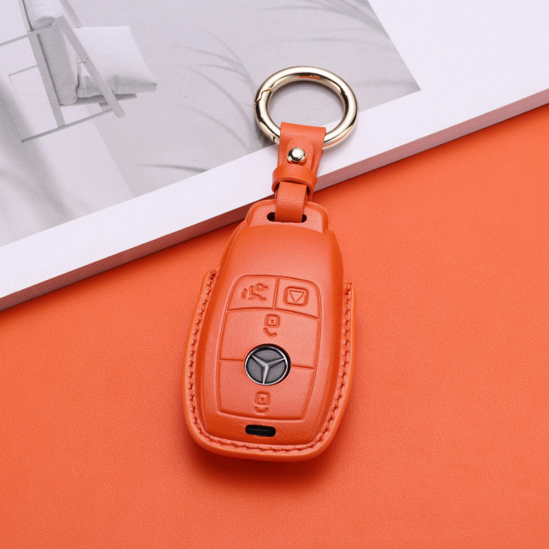 Pastel Leather Key Fob Cover for Mercedes Benz (Model B) - T-Carbon Official Store