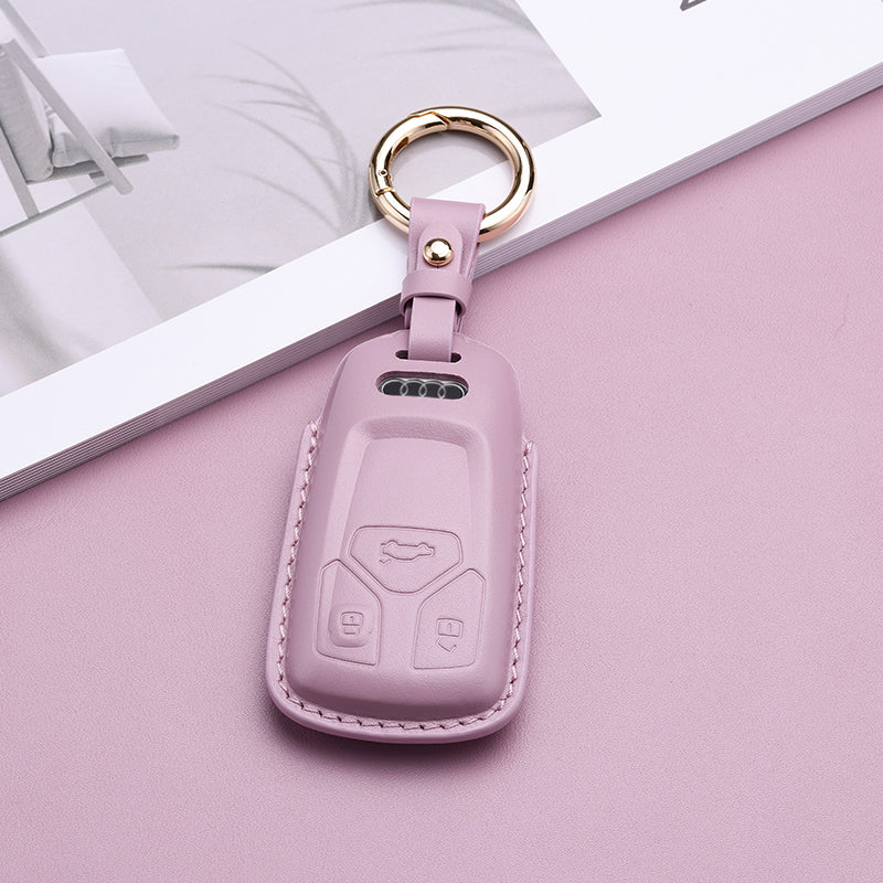 Pastel Leather Key Fob Cover for Audi (Model C)