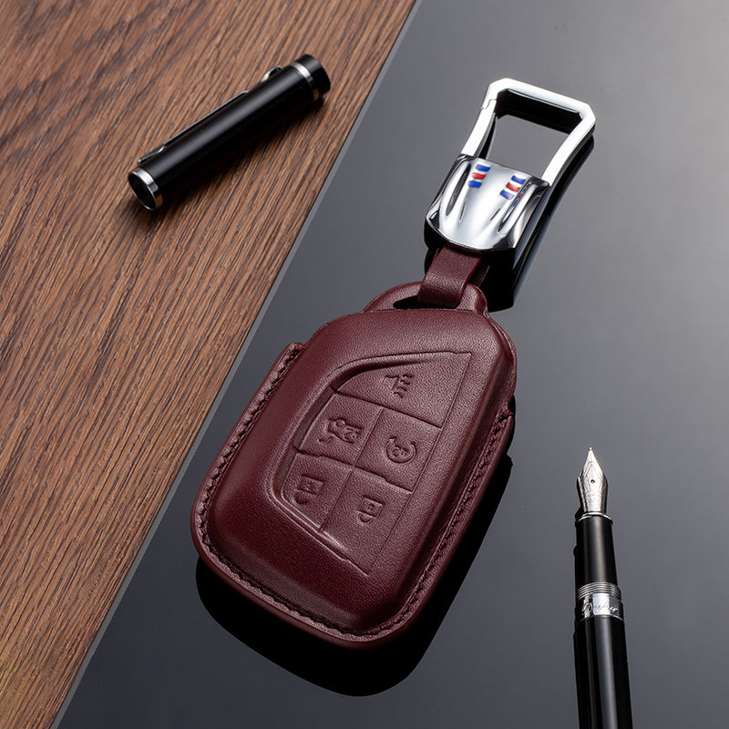 Leather Key Fob Cover for Cadillac (Model D) - T-Carbon Official Store