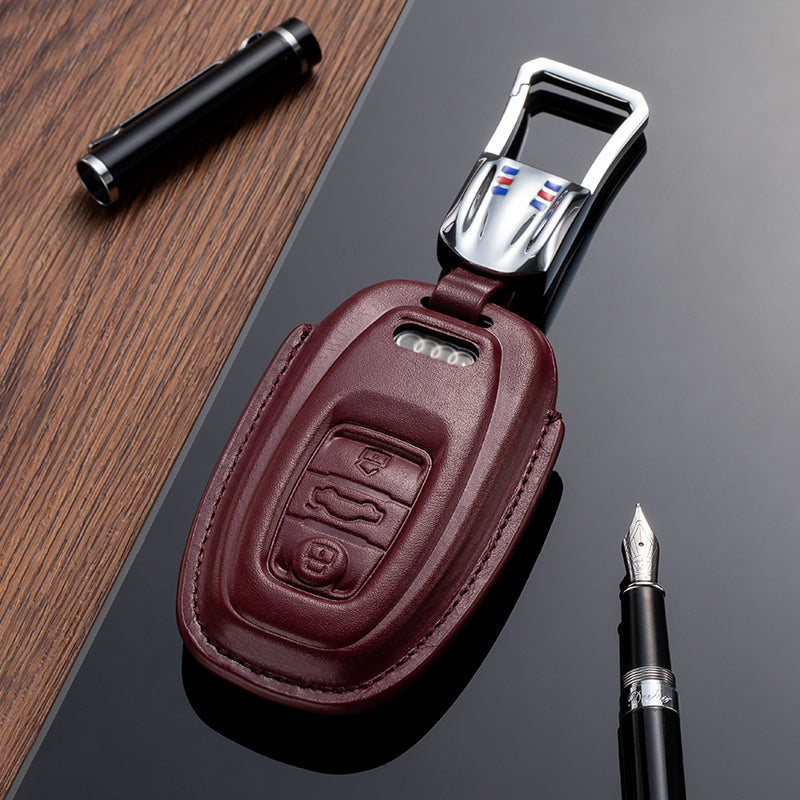 Leather Key Fob Cover for Audi (Model A) - T-Carbon Official Store