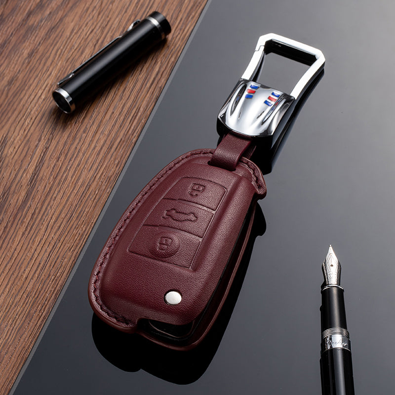 Leather Key Fob Cover for Audi (Model B) - T-Carbon Official Store