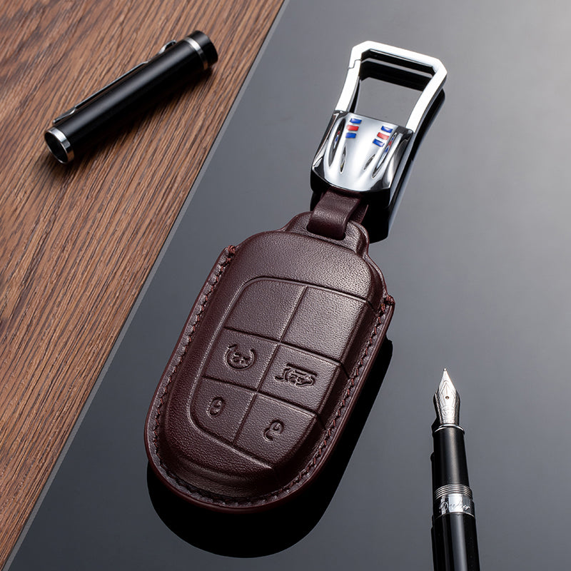 Leather Key Fob Cover for Jeep (Model B)