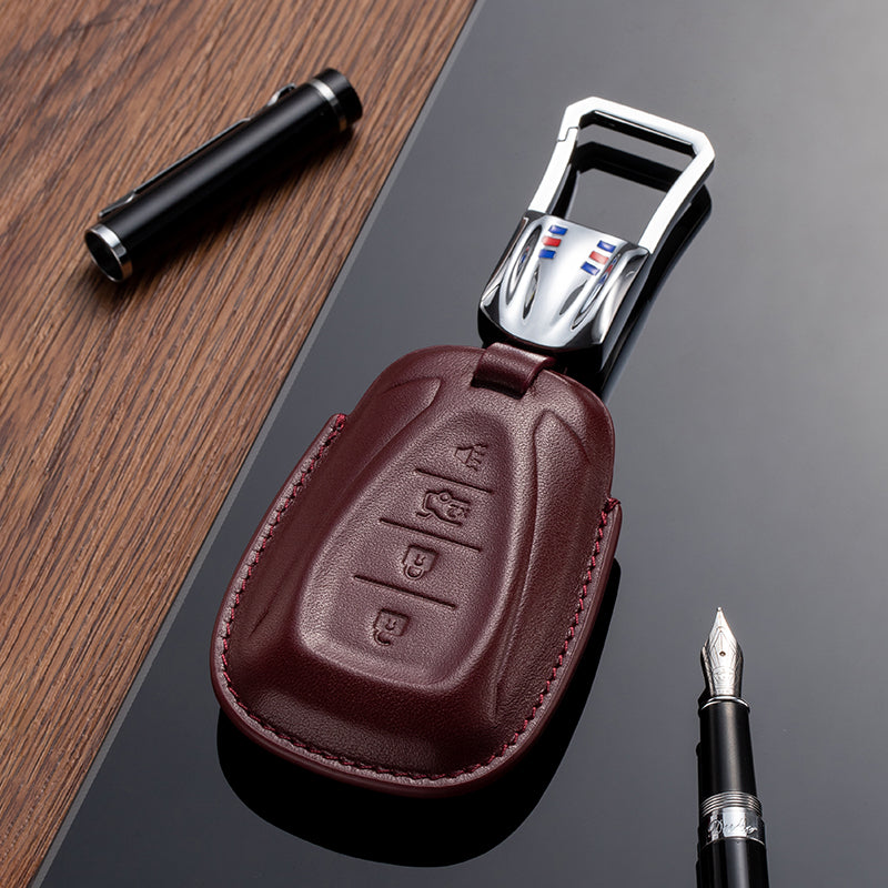 Leather Key Fob Cover for Chevrolet (Model B) - T-Carbon Official Store