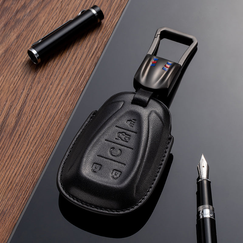 Leather Key Fob Cover for Chevrolet (Model B) - T-Carbon Official Store