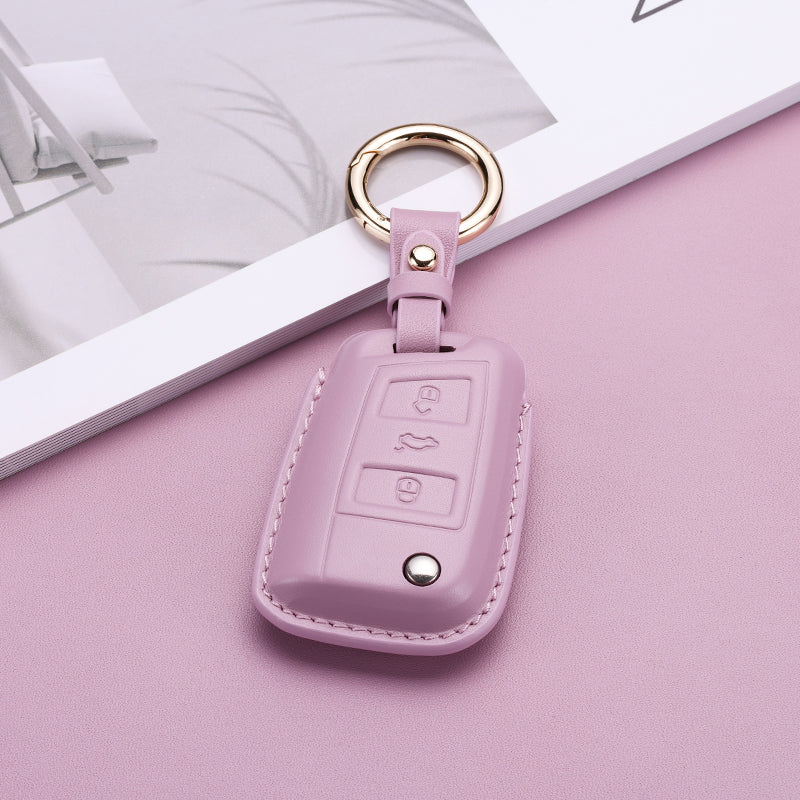 Pastel Leather Key Fob Cover for Volkswagen (Model C) - T-Carbon Official Store