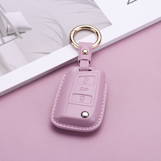 Pastel Leather Key Fob Cover for Volkswagen (Model C) - T-Carbon Official Store