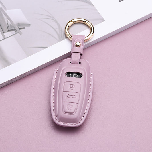 Pastel Leather Key Fob Cover for Audi (Model D)