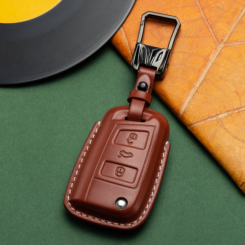 Exclusive Leather Key Fob Cover for Volkswagen (Model C)