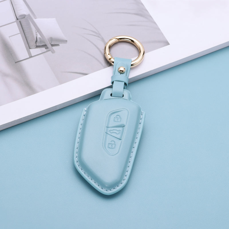 Pastel Leather Key Fob Cover for Volkswagen (Model F)