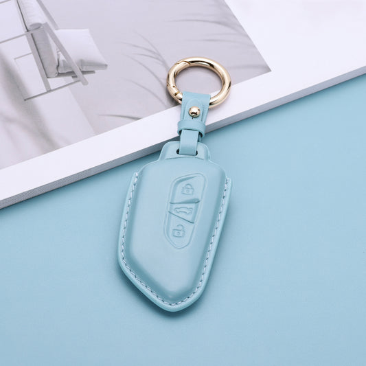 Pastel Leather Key Fob Cover for Volkswagen (Model F)