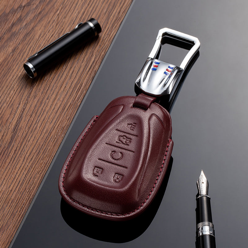 Leather Key Fob Cover for Chevrolet (Model B) - T-Carbon Official Store