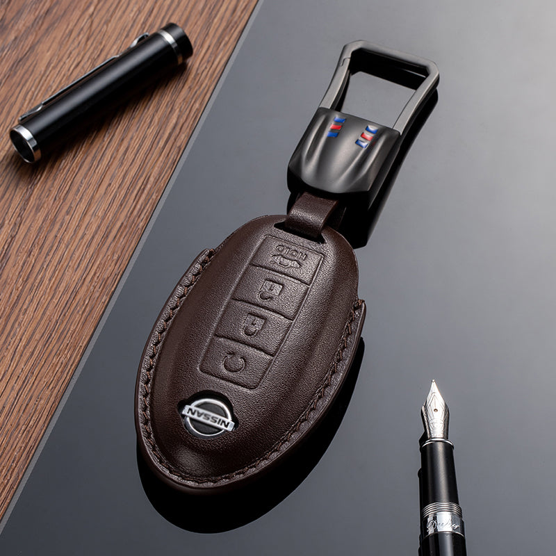 Leather Key Fob Cover for Nissan (Model A) - T-Carbon Official Store