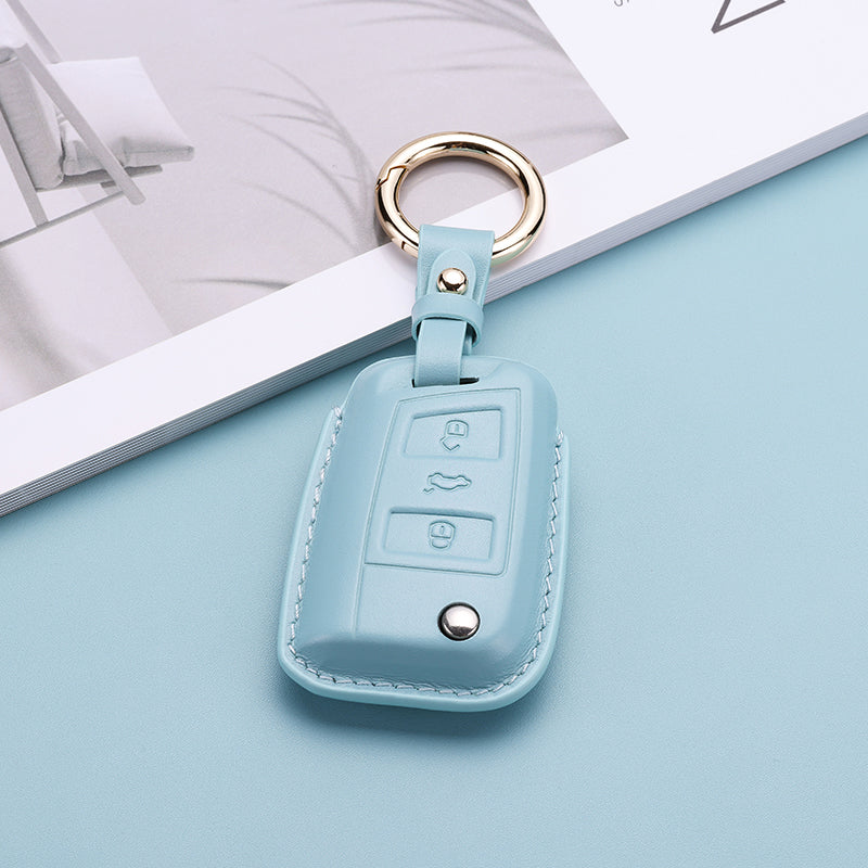 Pastel Leather Key Fob Cover for Volkswagen (Model C) - T-Carbon Official Store