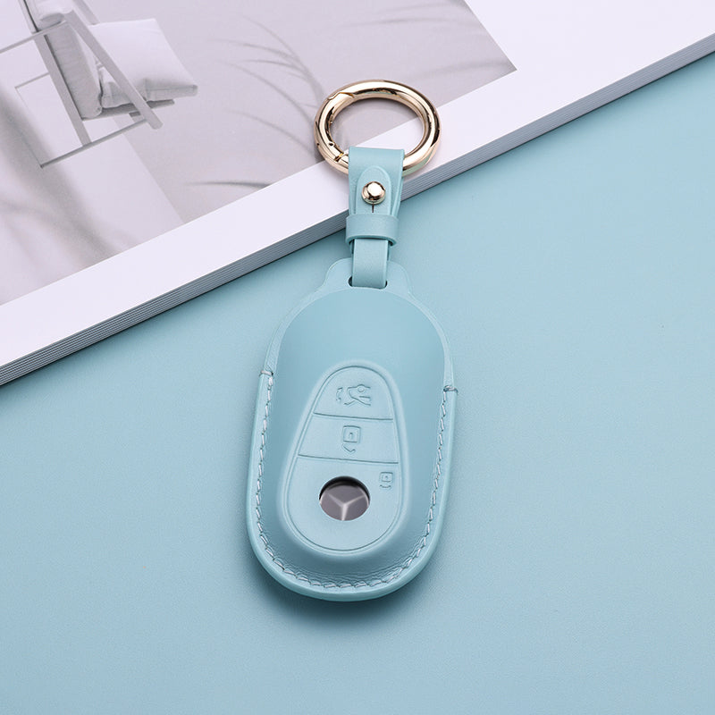 Pastel Leather Key Fob Cover for Mercedes Benz (Model D)