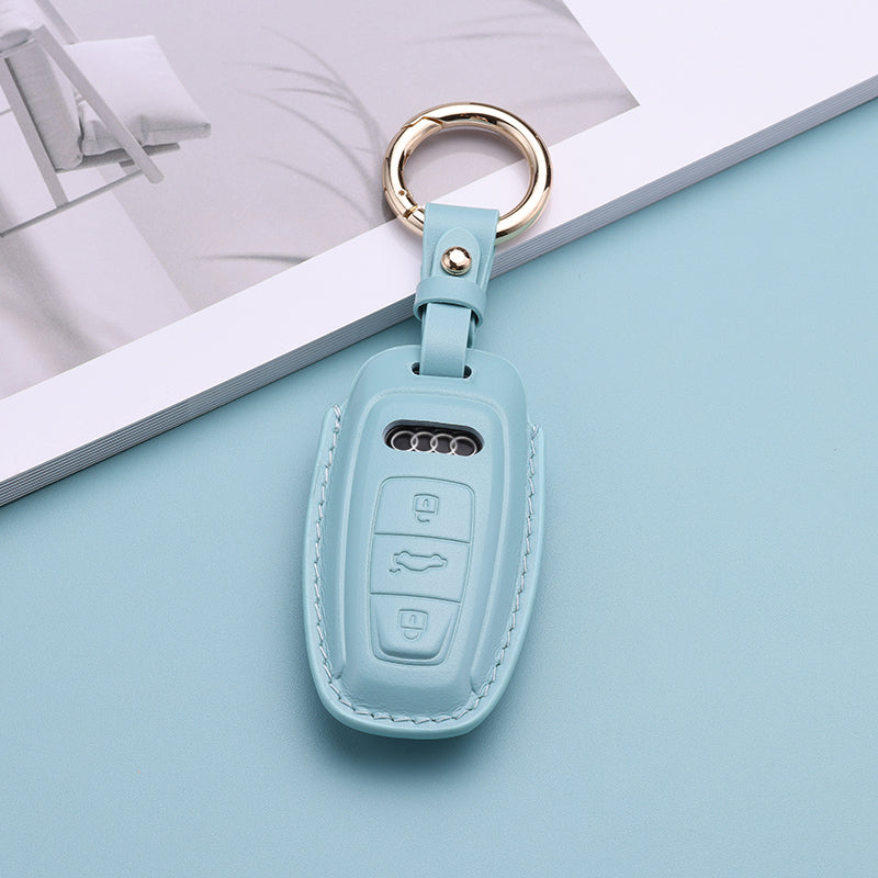 Pastel Leather Key Fob Cover for Audi (Model D)