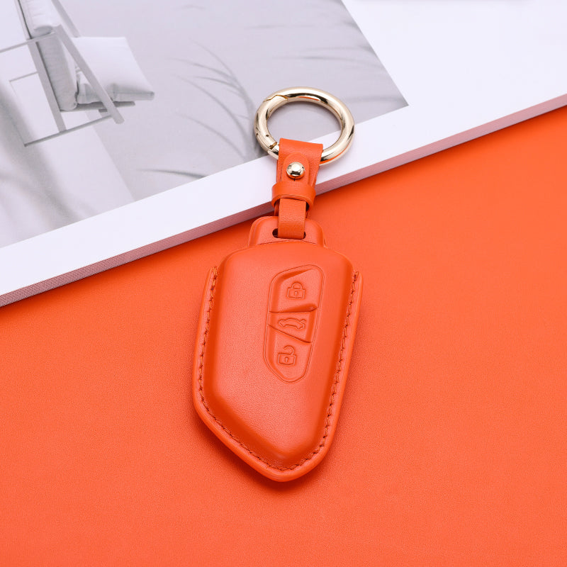 Pastel Leather Key Fob Cover for Volkswagen (Model F)