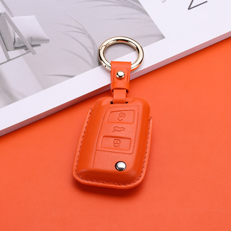 Pastel Leather Key Fob Cover for Volkswagen (Model C) - T-Carbon Official Store