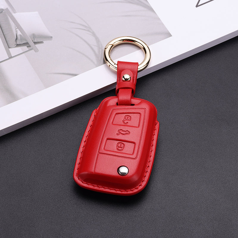 Pastel Leather Key Fob Cover for Volkswagen (Model C) - T-Carbon Official Store