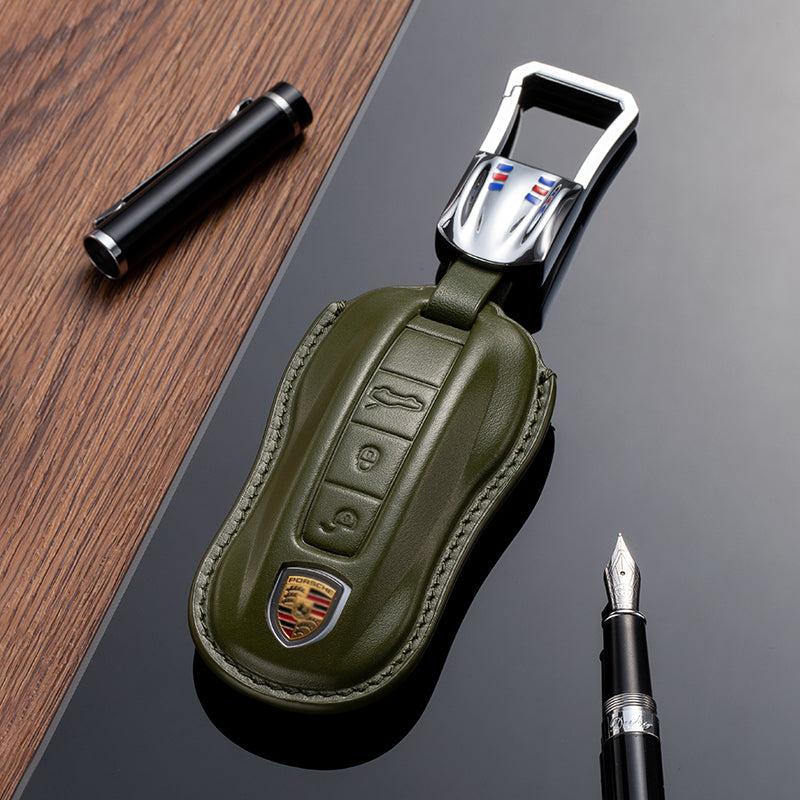 Leather Key Fob Cover for Porsche (Model C) - T-Carbon Official Store