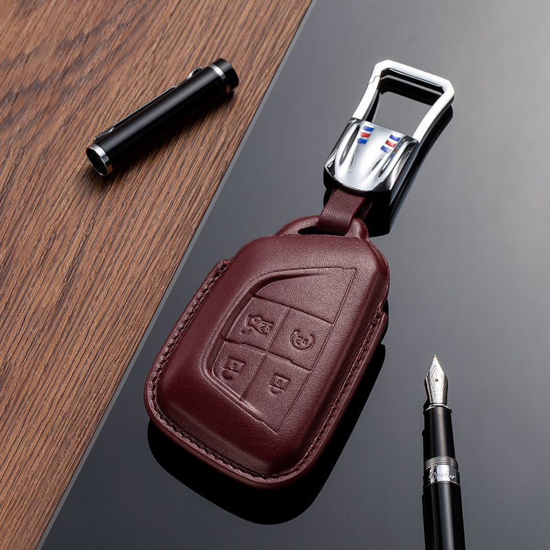 Leather Key Fob Cover for Cadillac (Model D) - T-Carbon Official Store