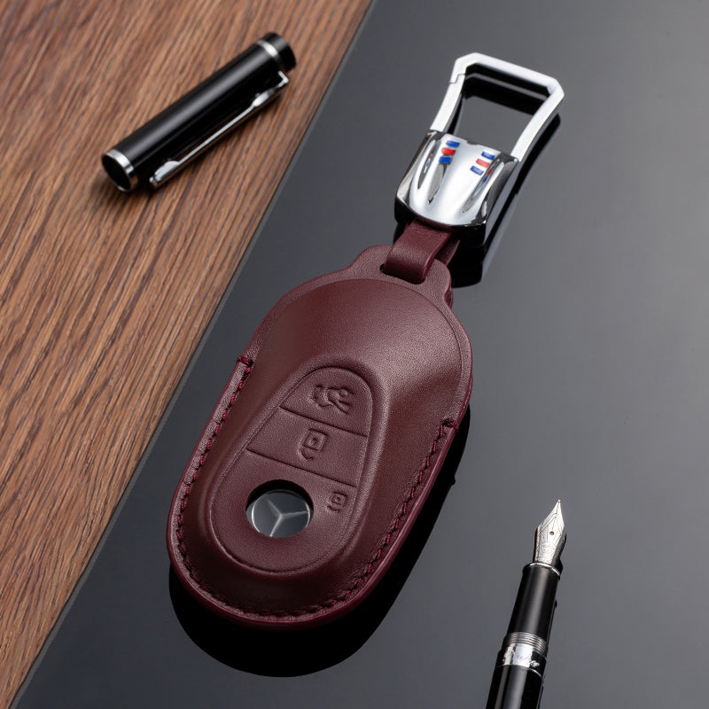 Leather Key Fob Cover for Mercedes Benz (Model D) - T-Carbon Official Store
