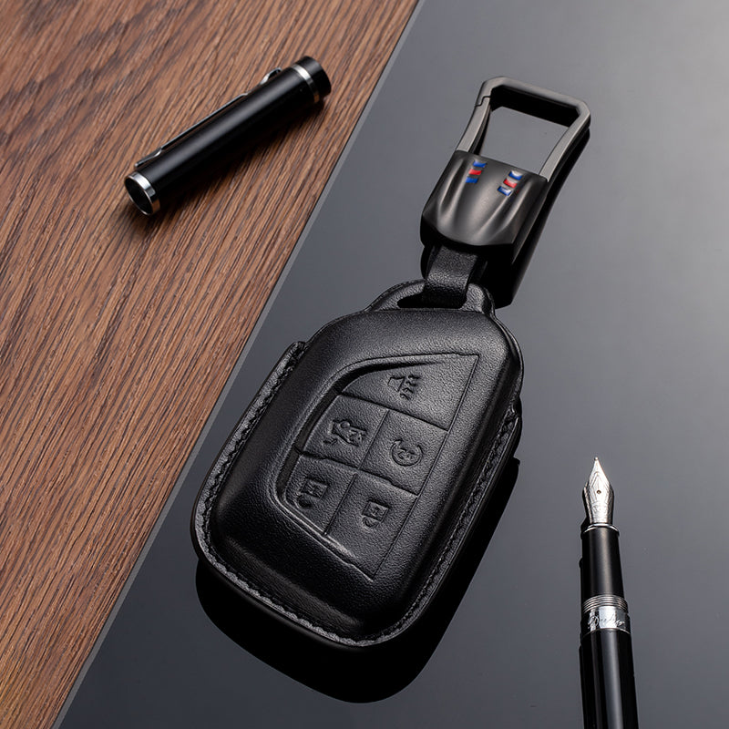 Leather Key Fob Cover for Cadillac (Model D) - T-Carbon Official Store
