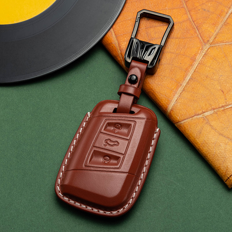 Exclusive Leather Key Fob Cover for Volkswagen (Model E)