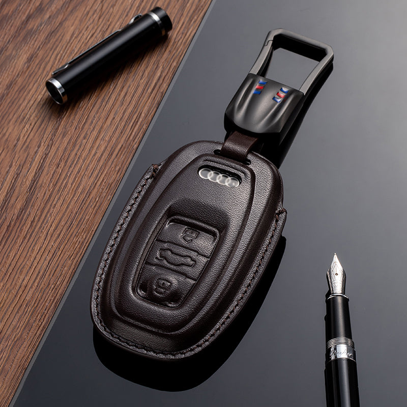 Leather Key Fob Cover for Audi (Model A) - T-Carbon Official Store