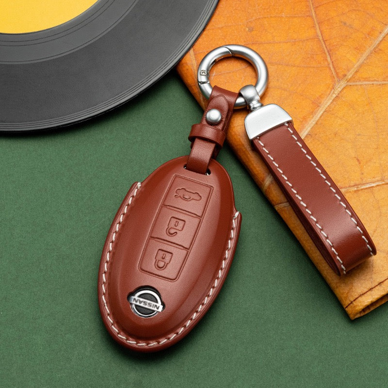 Exclusive Leather Key Fob Cover for Nissan (Model A)