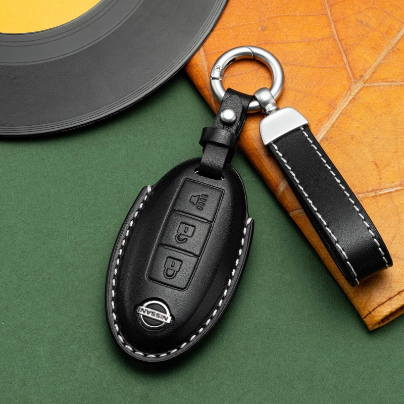 Exclusive Leather Key Fob Cover for Nissan (Model A)