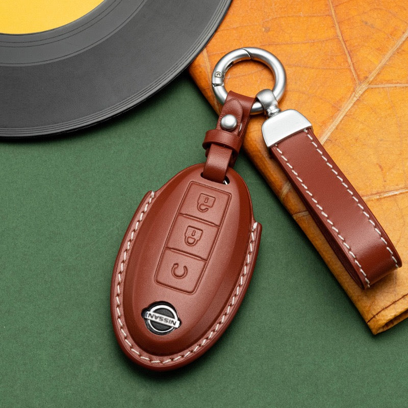 Exclusive Leather Key Fob Cover for Nissan (Model A)