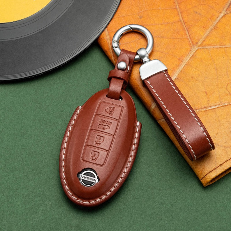 Exclusive Leather Key Fob Cover for Nissan (Model A)