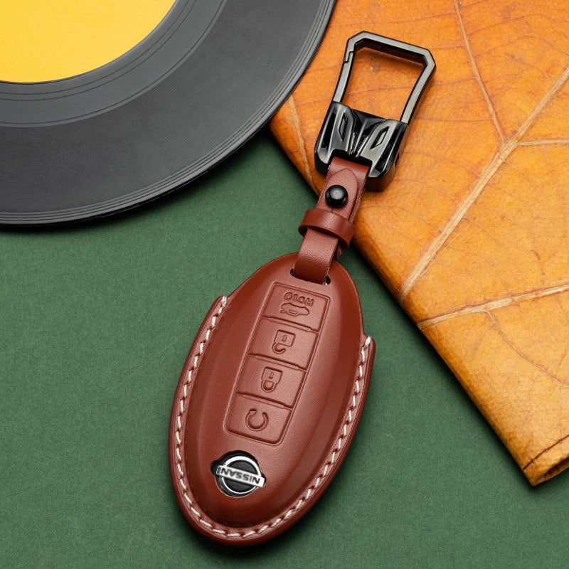 Exclusive Leather Key Fob Cover for Nissan (Model A)
