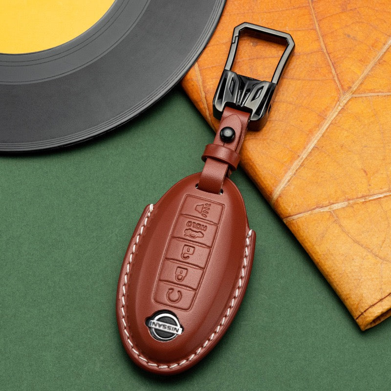 Exclusive Leather Key Fob Cover for Nissan (Model A)