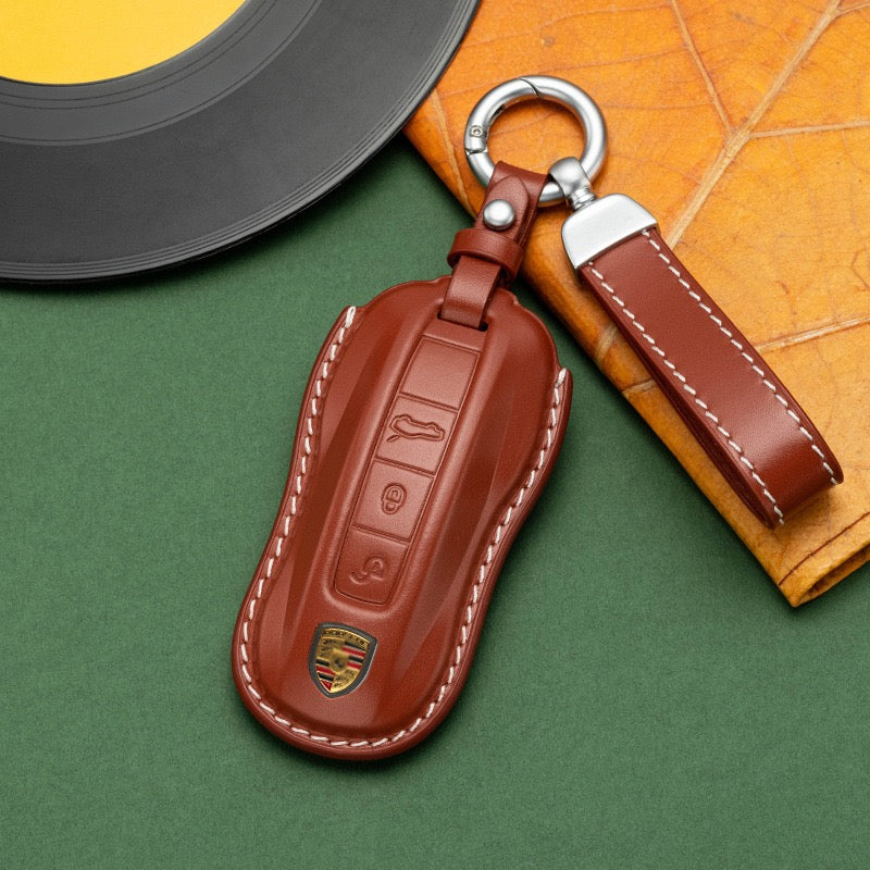 Exclusive Leather Key Fob Cover for Porsche (Model C)