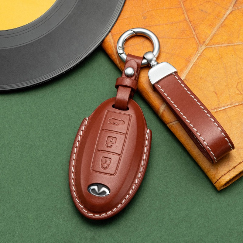 Exclusive Leather Key Fob Cover for Infiniti (Model B)