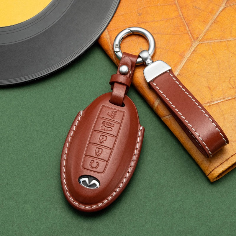 Exclusive Leather Key Fob Cover for Infiniti (Model B)