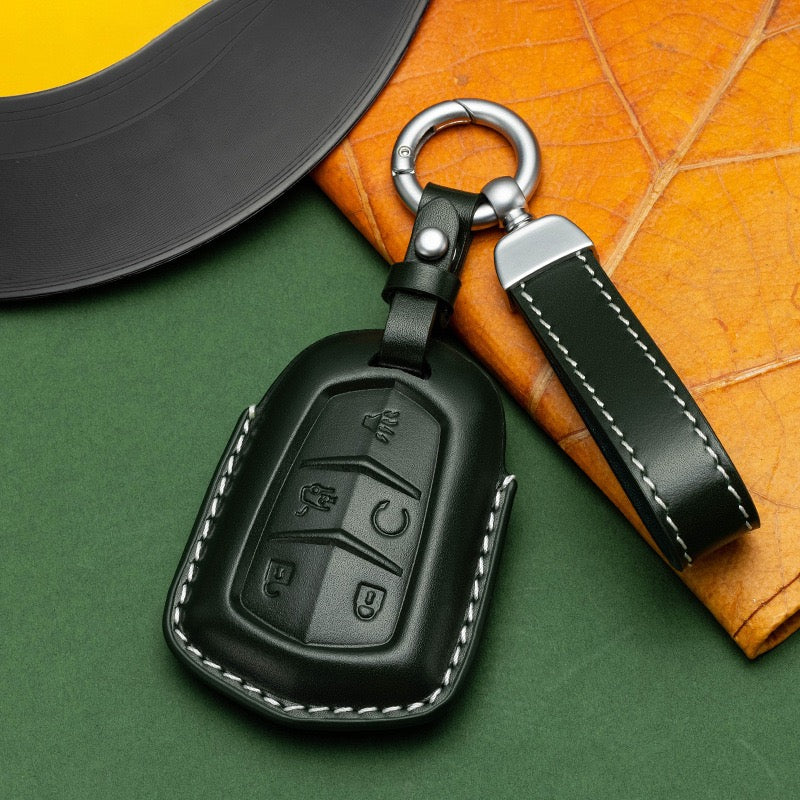 Exclusive Leather Key Fob Cover for Cadillac (Model B)