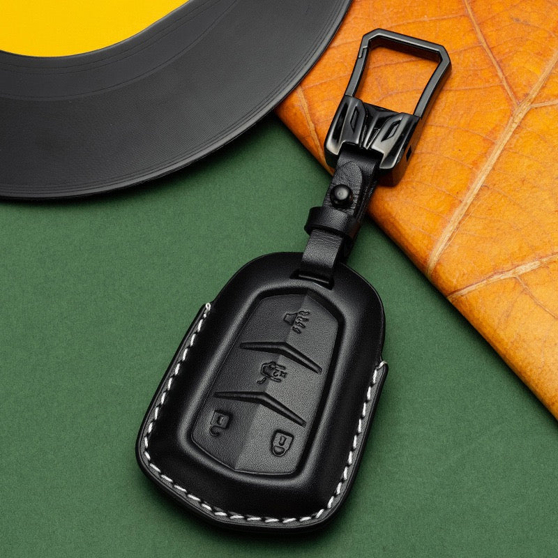 Exclusive Leather Key Fob Cover for Cadillac (Model B)