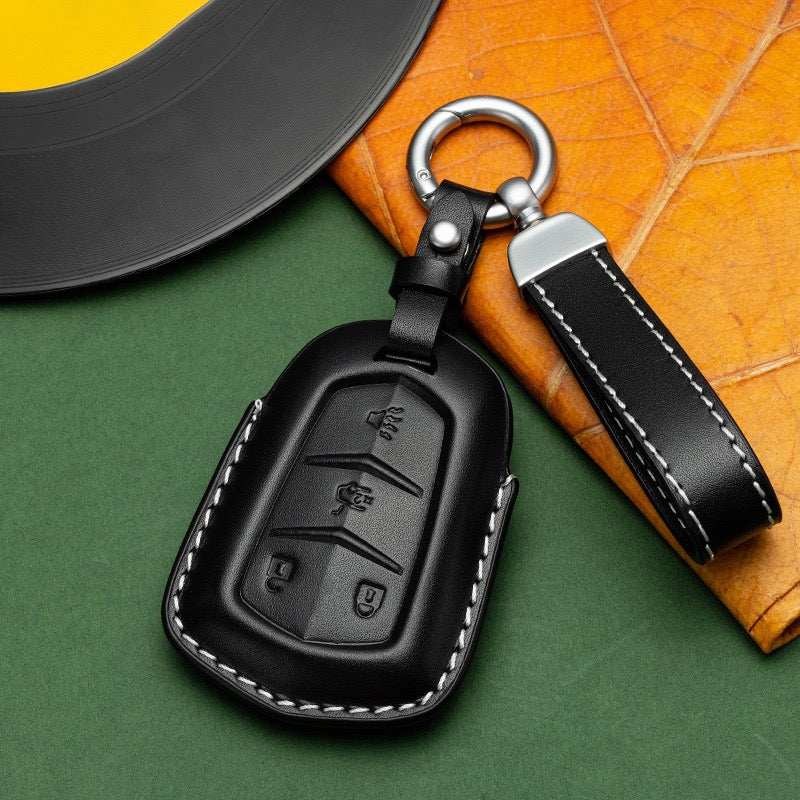 Exclusive Leather Key Fob Cover for Cadillac (Model B)