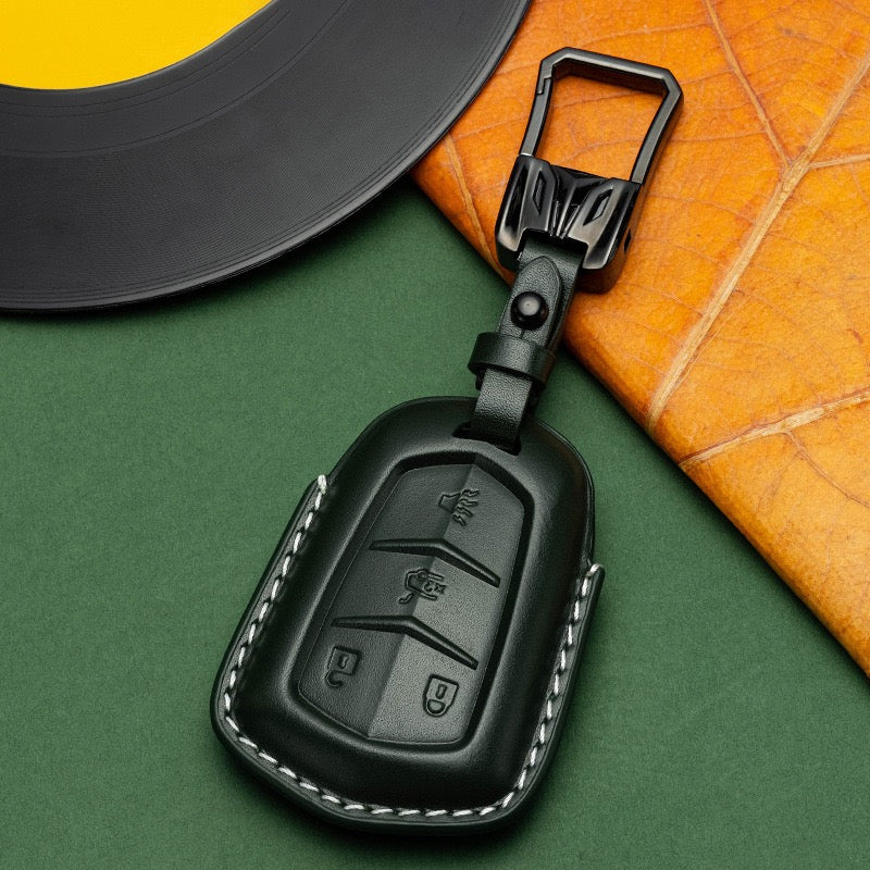 Exclusive Leather Key Fob Cover for Cadillac (Model B)