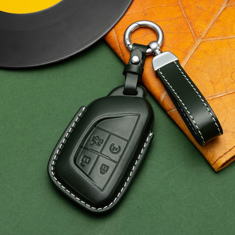 Exclusive Leather Key Fob Cover for Cadillac (Model D)