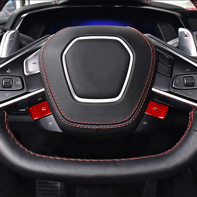 Chevrolet Corvette Carbon Fiber Steering Wheel Control Cover (Model B)