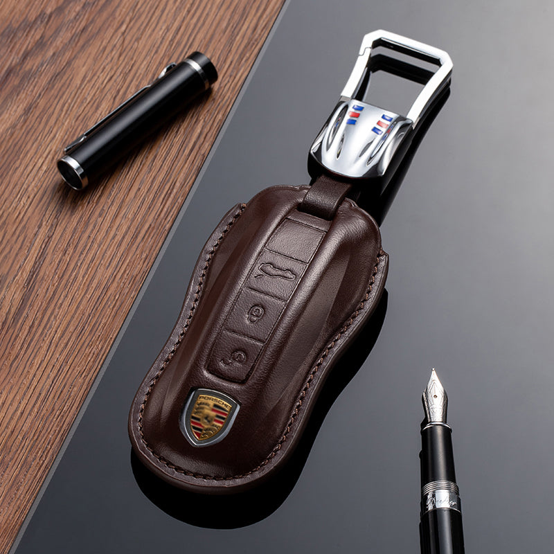 Leather Key Fob Cover for Porsche (Model C) - T-Carbon Official Store