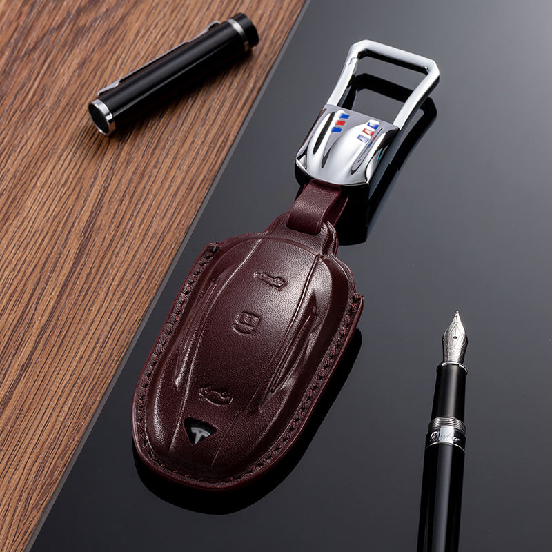 Leather Key Fob Cover for Tesla - T-Carbon Official Store