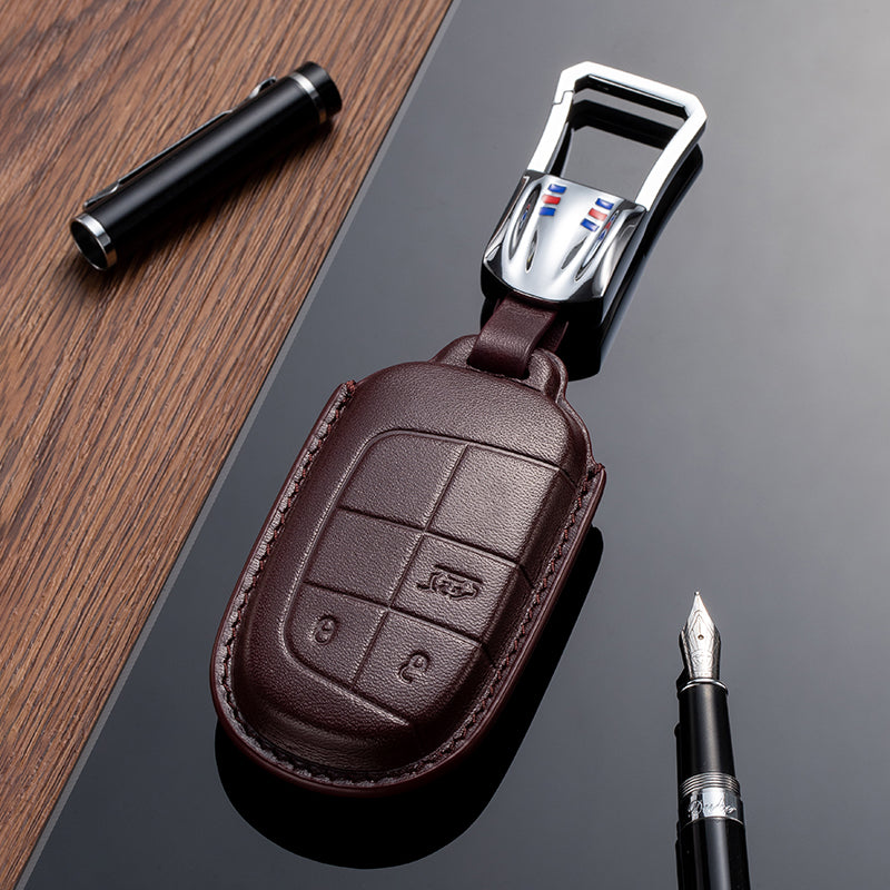 Leather Key Fob Cover for Jeep (Model B)