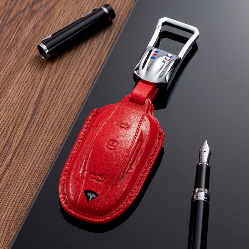 Leather Key Fob Cover for Tesla - T-Carbon Official Store
